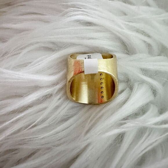 PARK LANE JEWELRY | Matte Gold Tone Statement Ring Cubic Zirconia | Size 8 - Picture 3 of 5